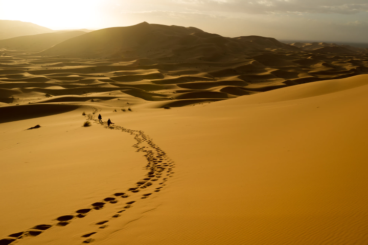 Man walking in desert